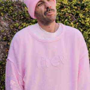 Secret" Drew Appliqué Raw Edge LS Tee - Light Pink